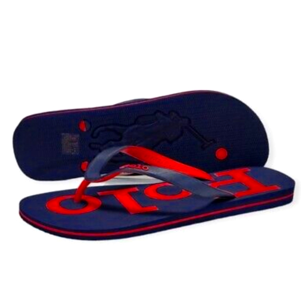 NWT Men's Ralph Lauren Polo Logo Flip-flops - Picture 1 of 8